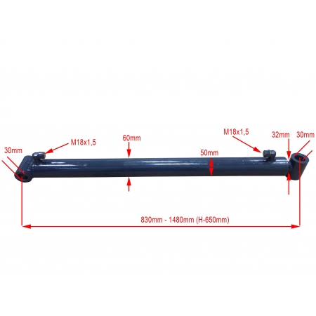 SIŁOWNIK HYDRAULICZNY SMT1SR 75x30x650 L= 830mm